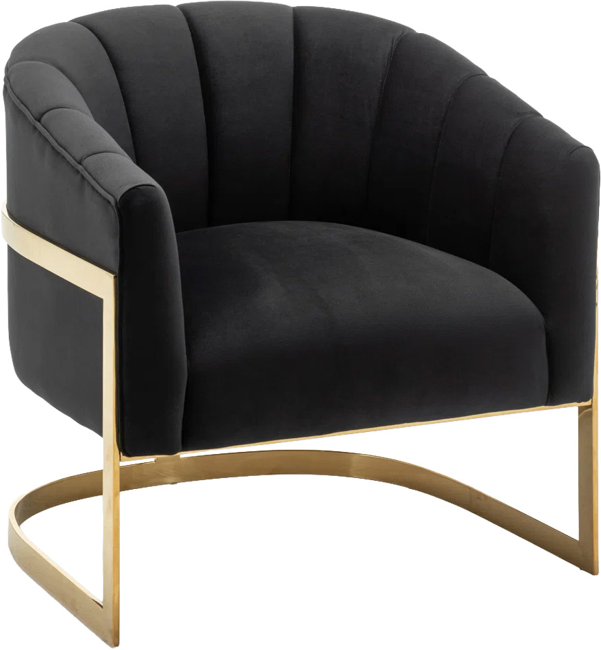 Black and Gold Velvet Barrel Chair